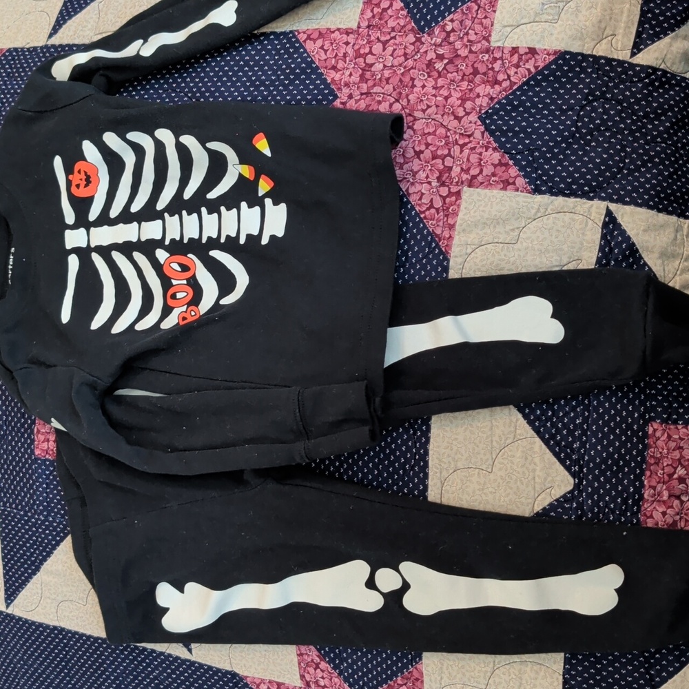 Carter's Black and White Skeleton Costume with Orange Accents